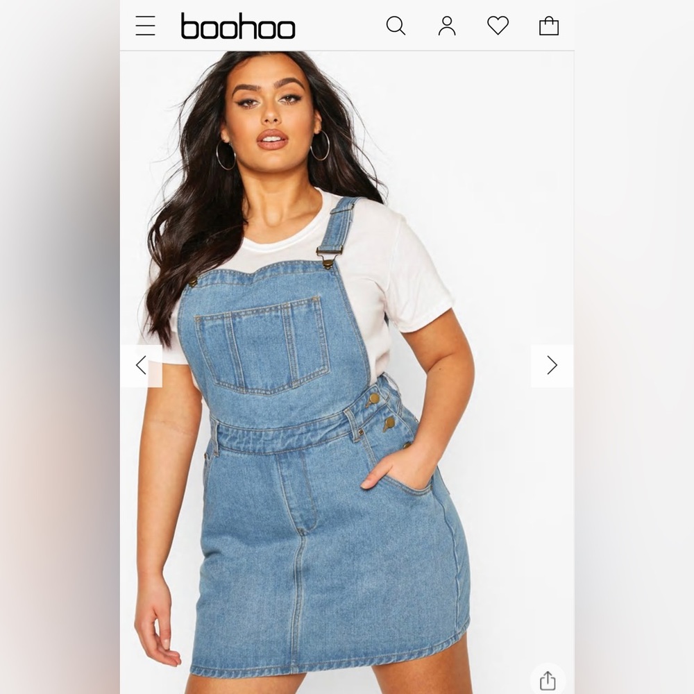 Boohoo Plus Denim Mini Overalls